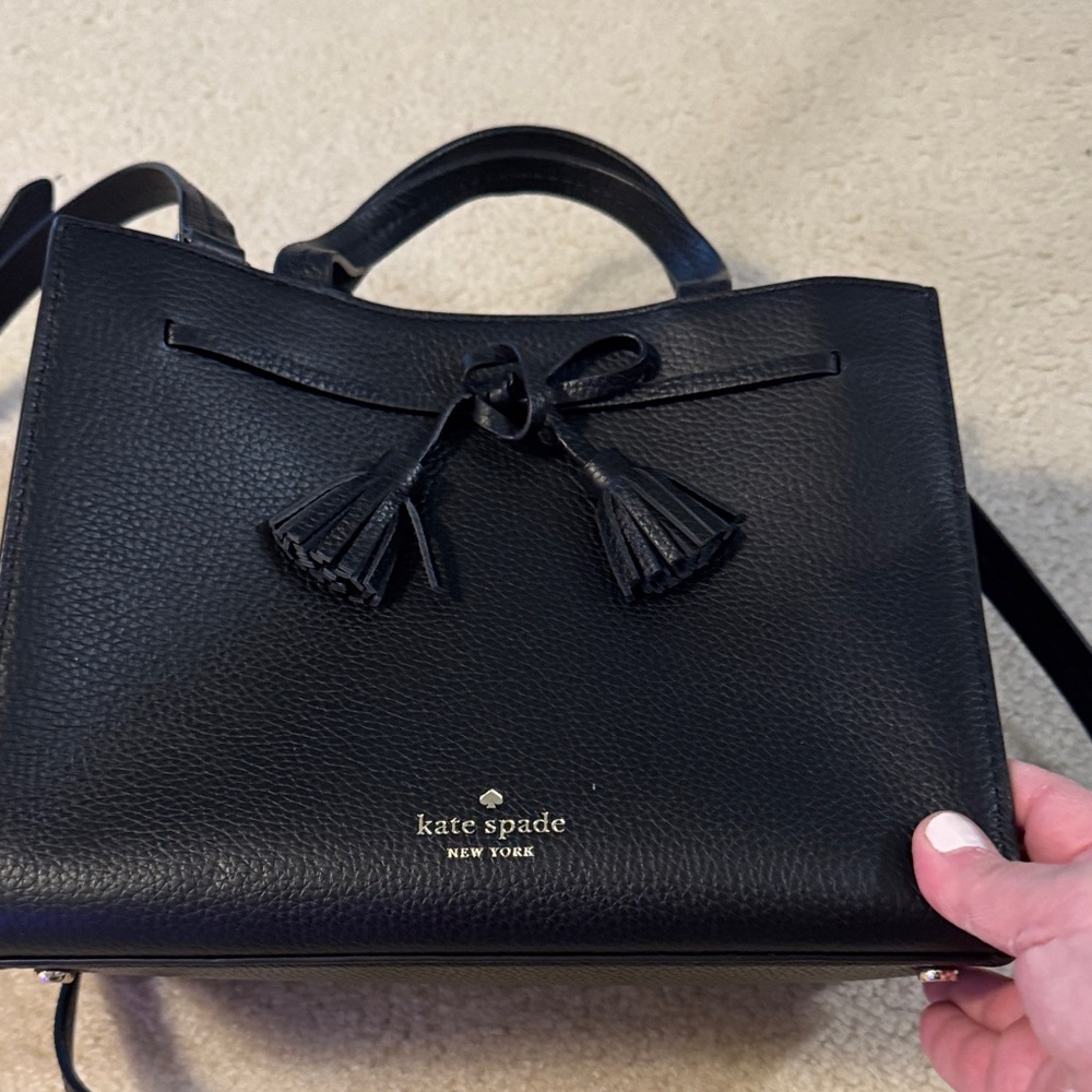 Kate Spade Black Leather Satchel with Tassels